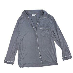 Barefoot Dreams Luxe Milk Jersey Piped Pajama Top Women's Size Large‎ Gray Modal